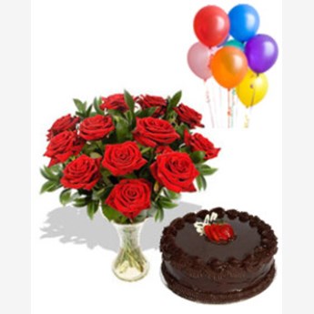 Roses, Cake & Balloons