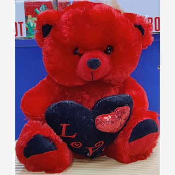 Black Heart Holding Red Teddy( 30cms)