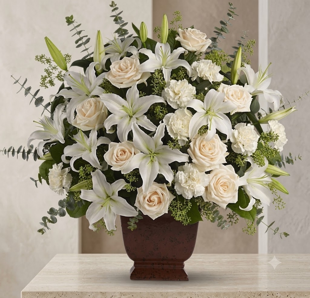 White Roses and Lilies with Carnations