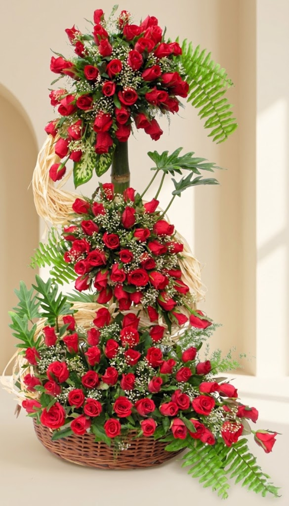 Red Roses Basket Arrangement