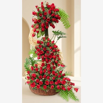 Red Roses Basket Arrangement
