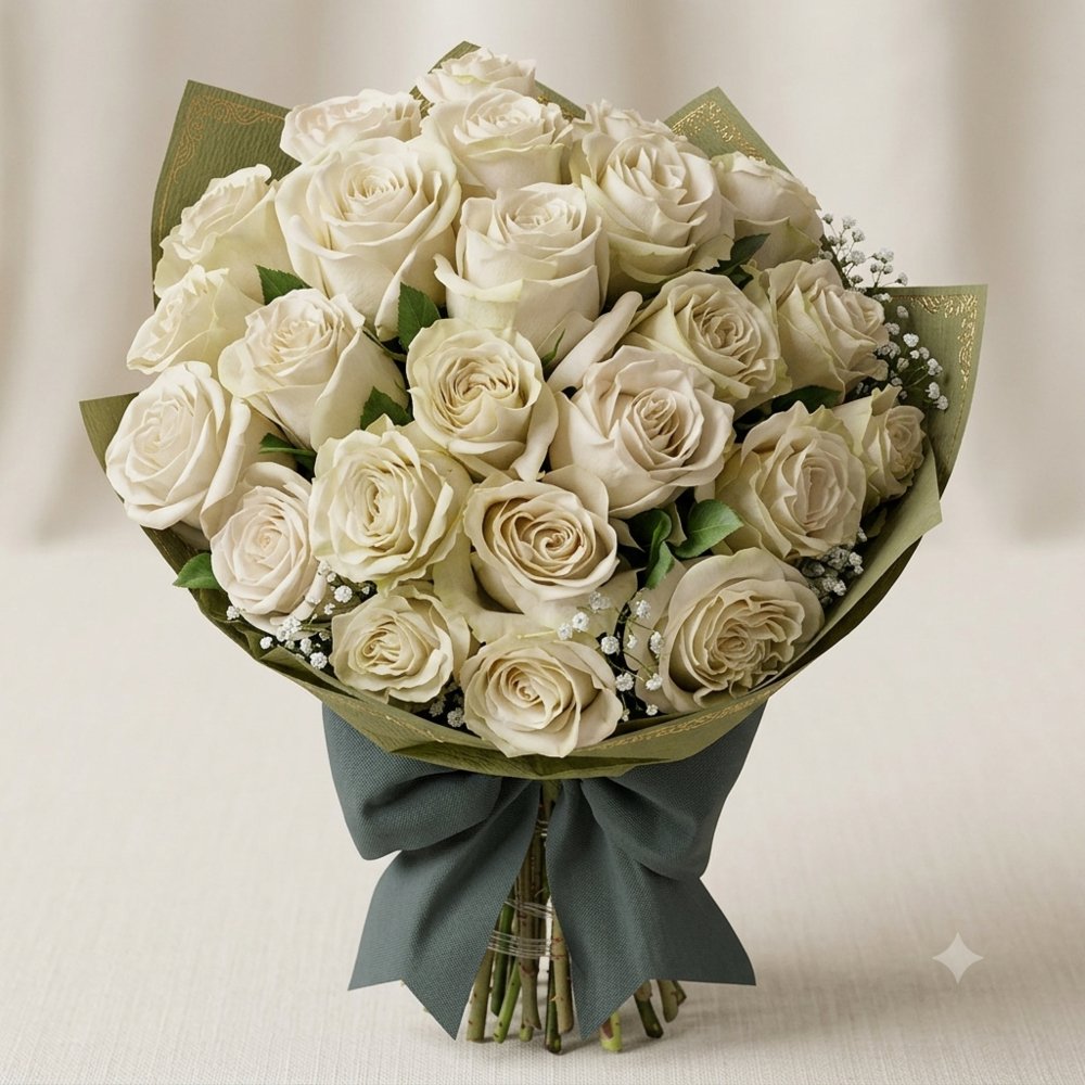 Long Stem White Roses Bouquet