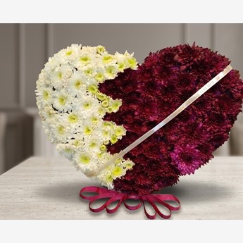 White and Burgundy Heart Flower