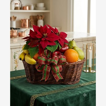 Fruit Basket With Flowers