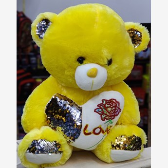Yellow Teddy Bear With A White Heart( 40cms)