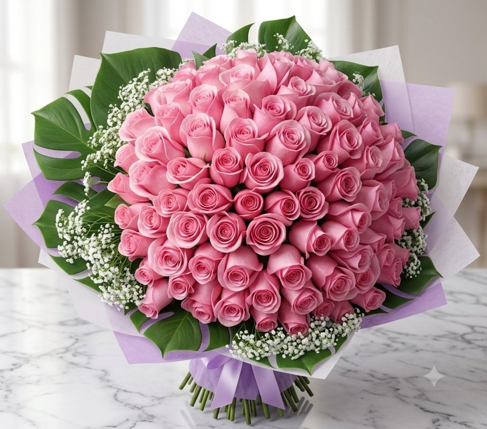 Pink Roses Hand Bouquet