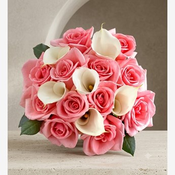 Pink Roses and White Calla Lilies Bouquet