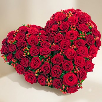 60 Heart Red Roses