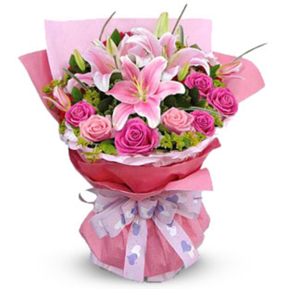 Pink Lilies & Roses