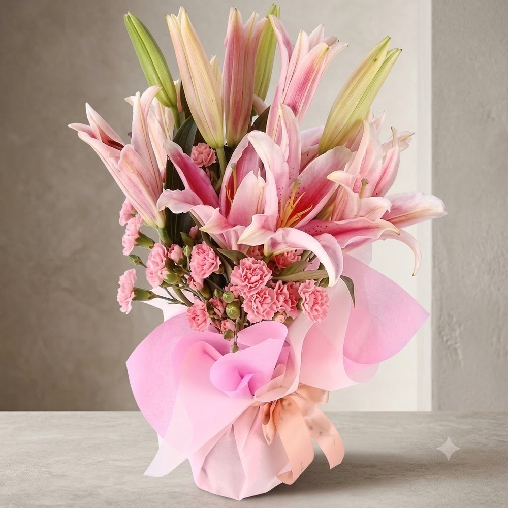 Pink Lily Blossom Bouquet