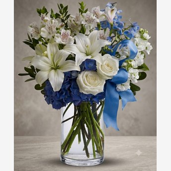 Blue and White Lily Bouquet