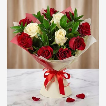 Red and White Rose Bouquet