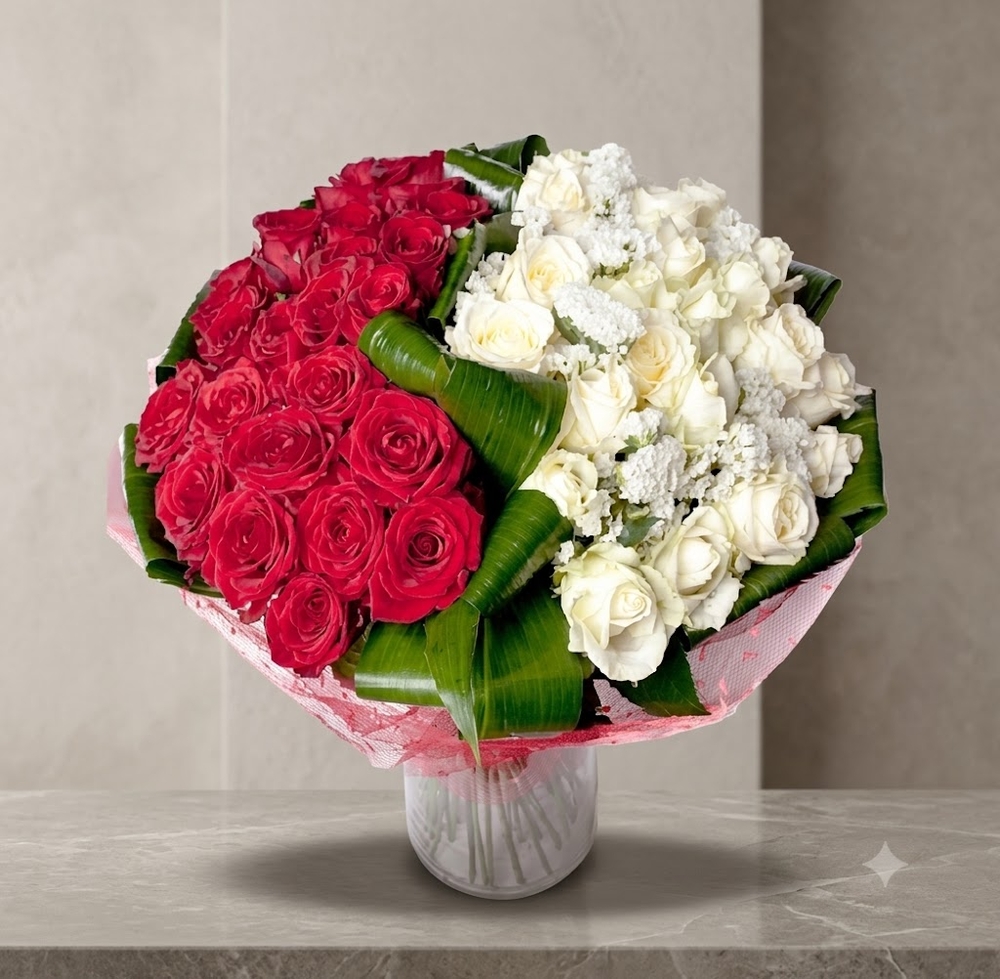 Red White Rose Arrangement