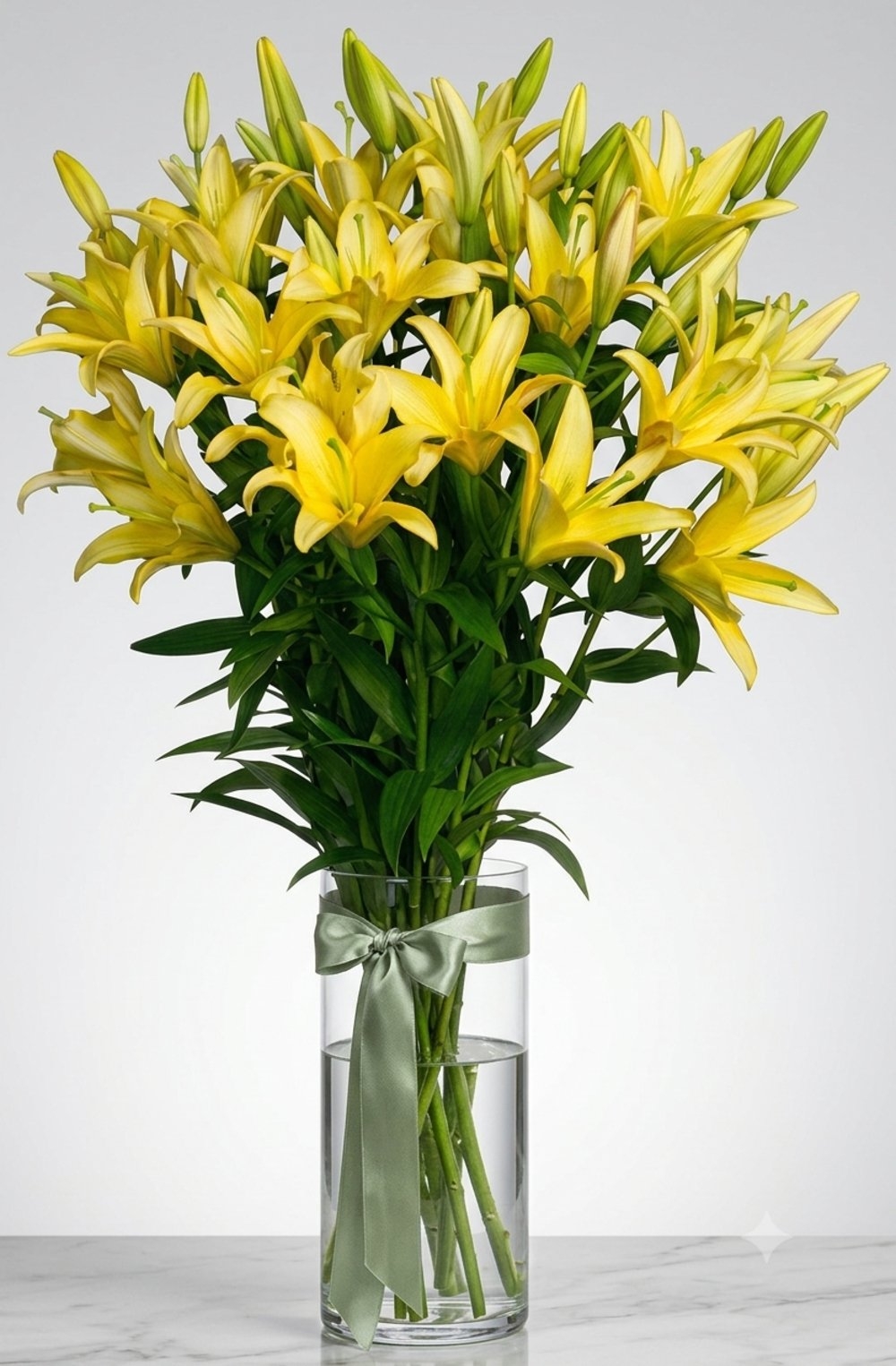 10 Stems of Yellow Lilies in Vase 