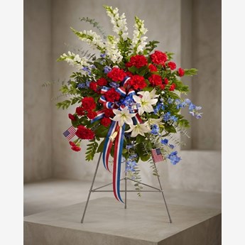 Red White and Blue Flowers Arrangement