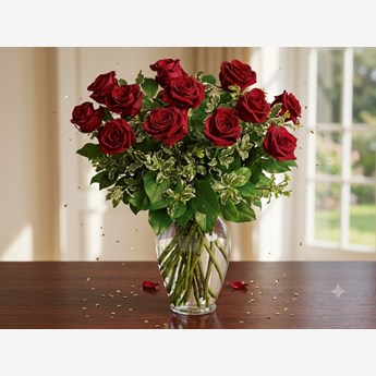 Vase with Red Roses