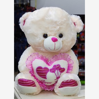 White Teddy Bear With a Pink Heart(40CMS)