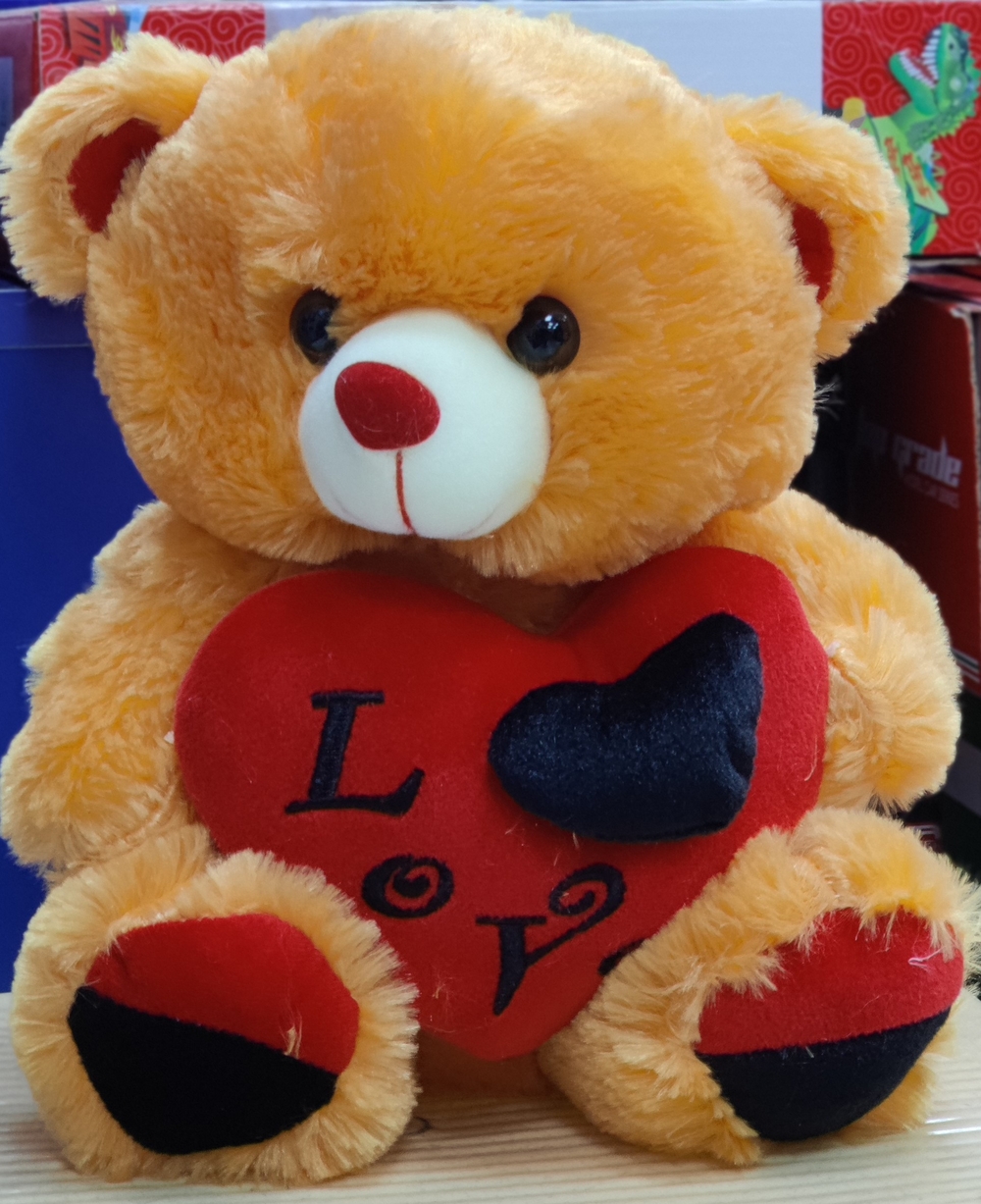 Dark Yellow Teddy Bear Holding Heart(40cms)