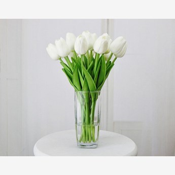 Vase with 10 Stems of White Tulips