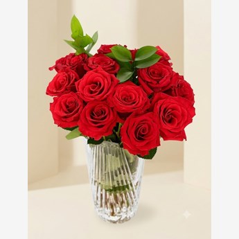 14 Red Rose Vase Bouquet