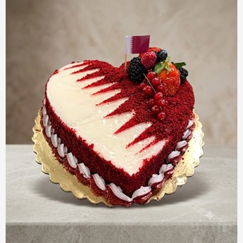 Qatar Flag Heart Cake