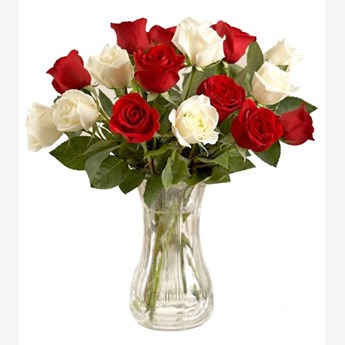Red and White Roses Vase