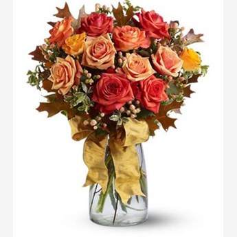 Vase with stems of Mixed Color Roses