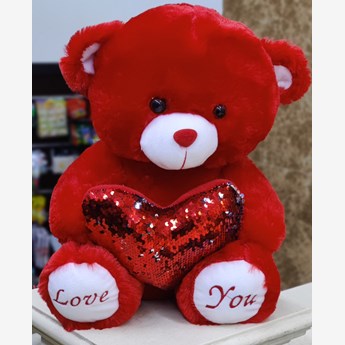 Red Teddy Bear With Red Heart Pillow ( 40 cms)