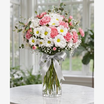 Dream White Daisy & Pink Carnation