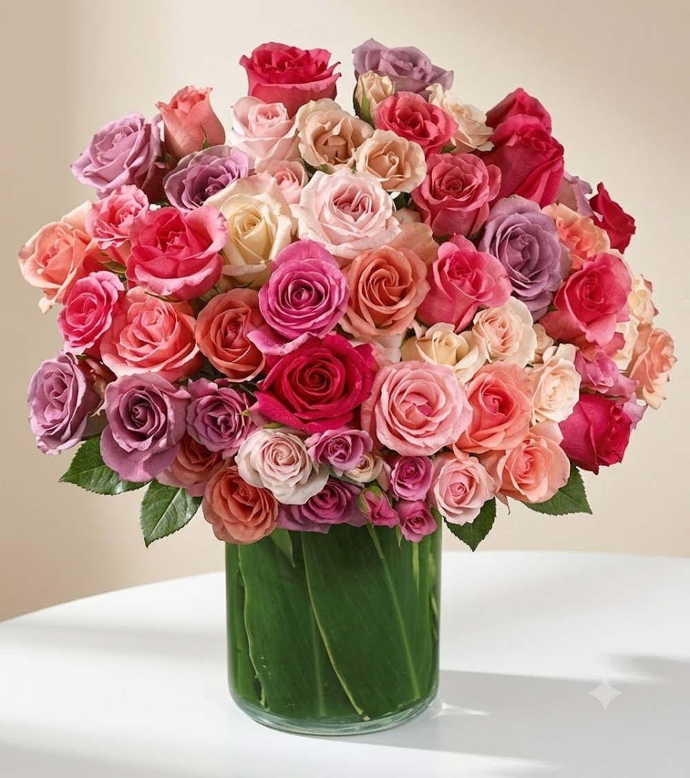 Pink, Peach, and Purple Bouquet