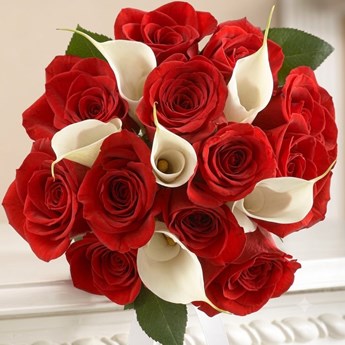 Red Roses and White Calla Lilies Bouquet
