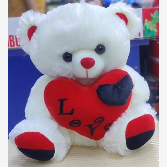 White Teddy Bear With A Red Heart(30cms)