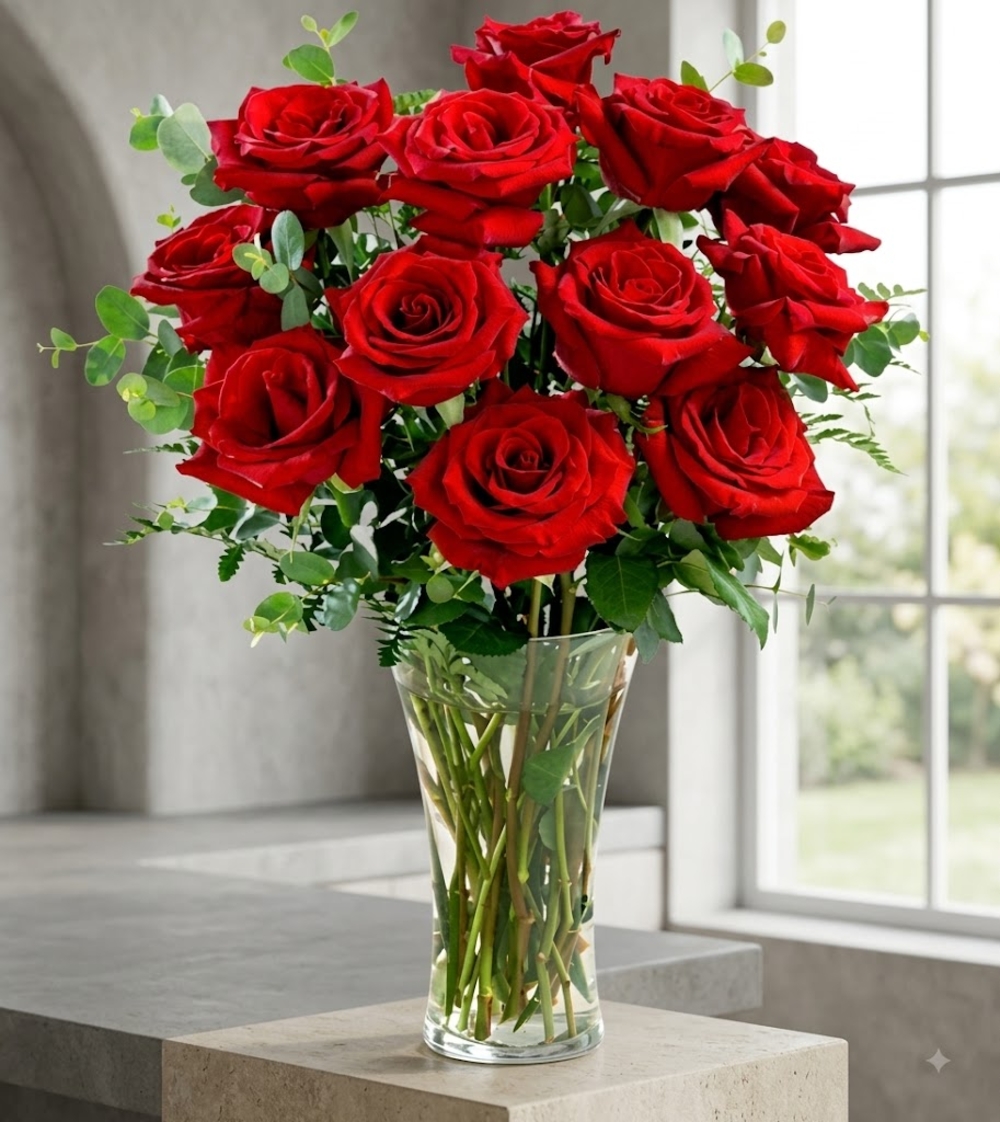 Romantic 12 Red Roses Bouquet