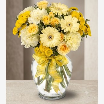 Yellow and White Roses and Gerberas