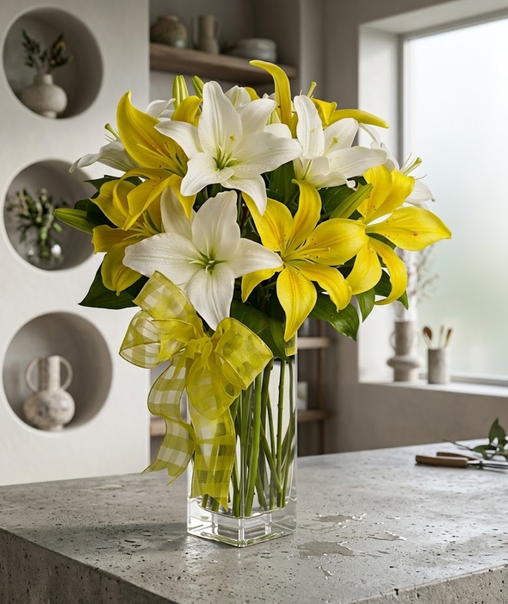 Yellow and White Asiatic Lilies