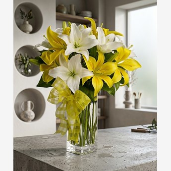 Yellow and White Asiatic Lilies