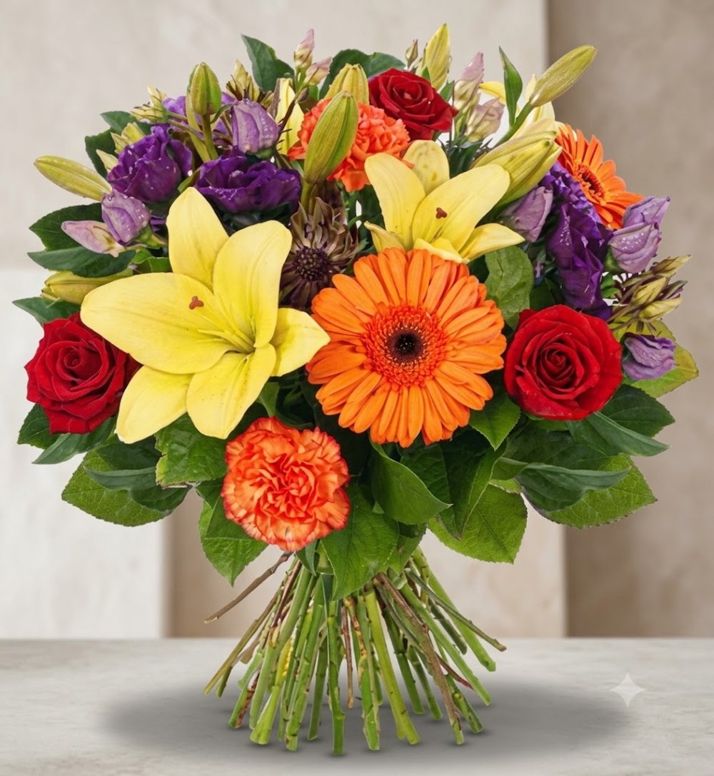 Mixed Roses, Lilies and Gerbera Bouquet