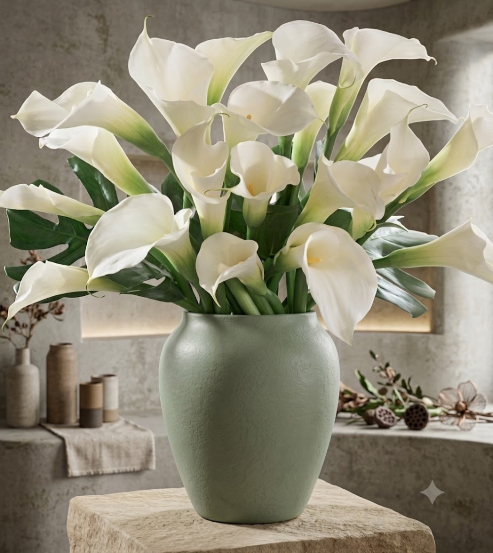 20 White Calla Lilies in a Vase