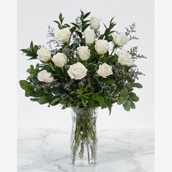 White Roses with Purple Fillers