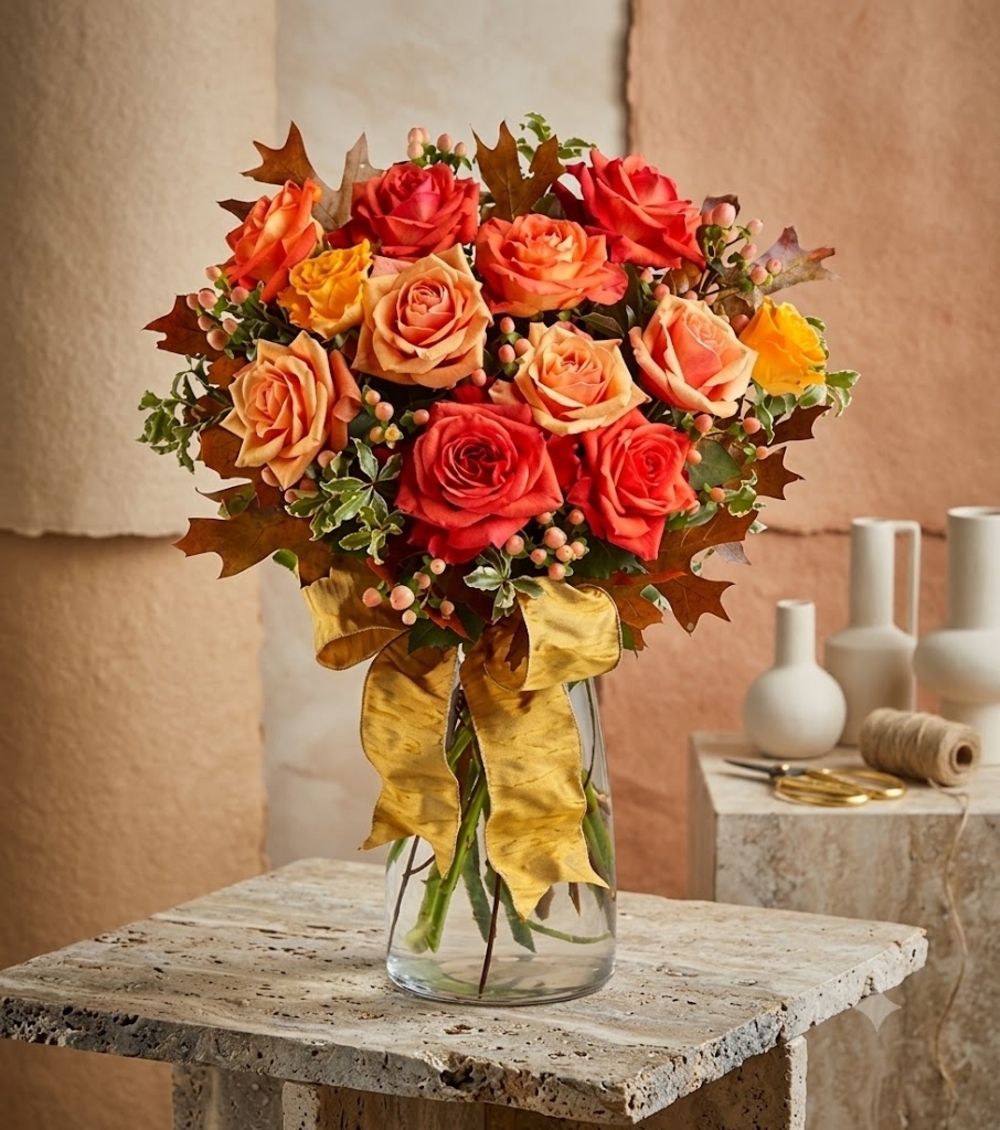 Autumn Mixed Rose Bouquet