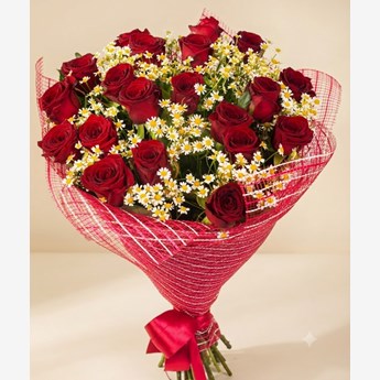 Red Roses and Daisies Bouquet