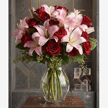 Pink Lilies & Red Roses