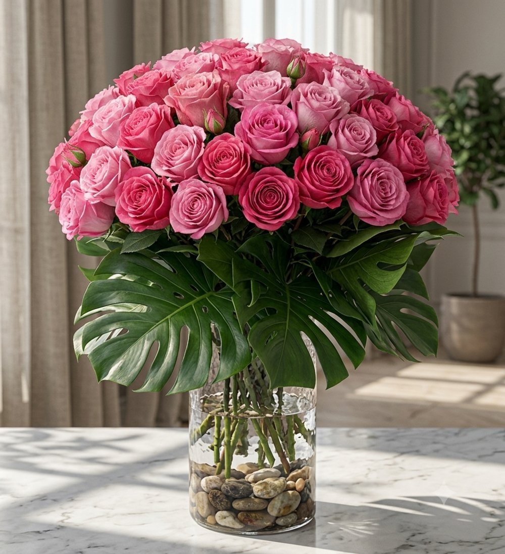 Pink Roses Vase