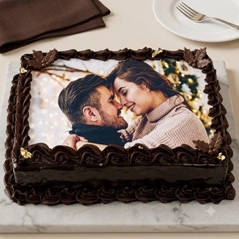 Decorated Chocolate Photo Cake 