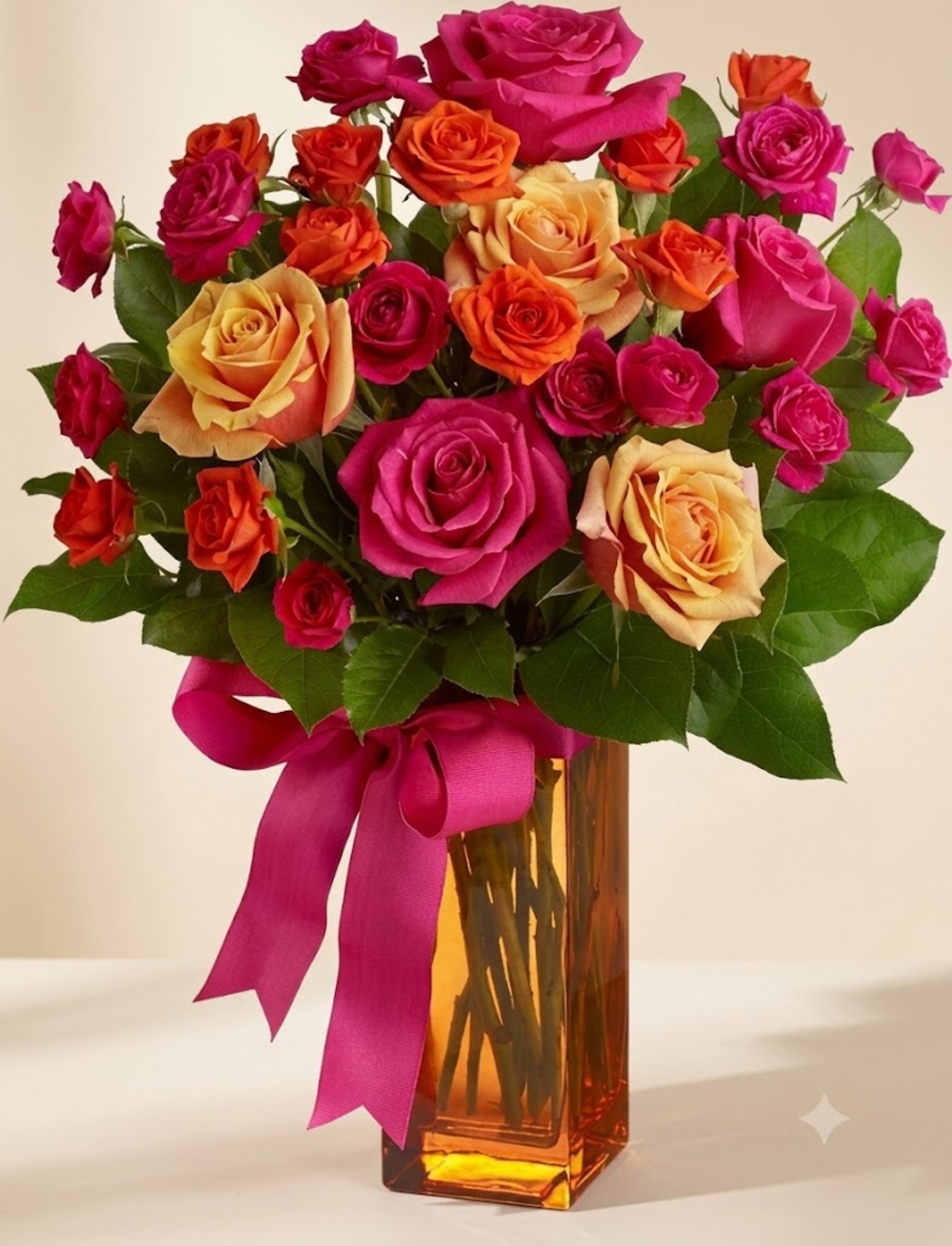 Orange and Pink Roses Bouquet