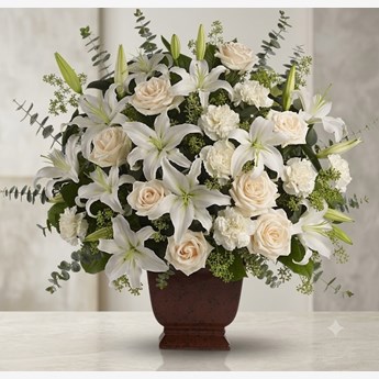 White Lily and Rose Arrangement