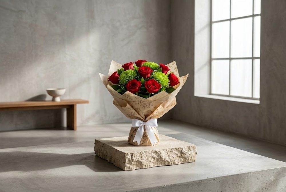 Red and Green Chrysanthemum Rose Bouquet