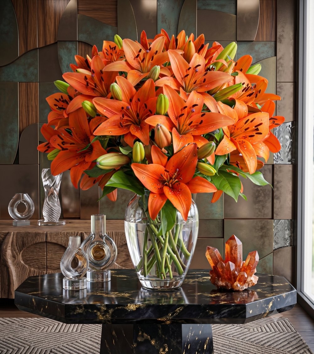 Orange Asiatic Lily Vase Arrangement