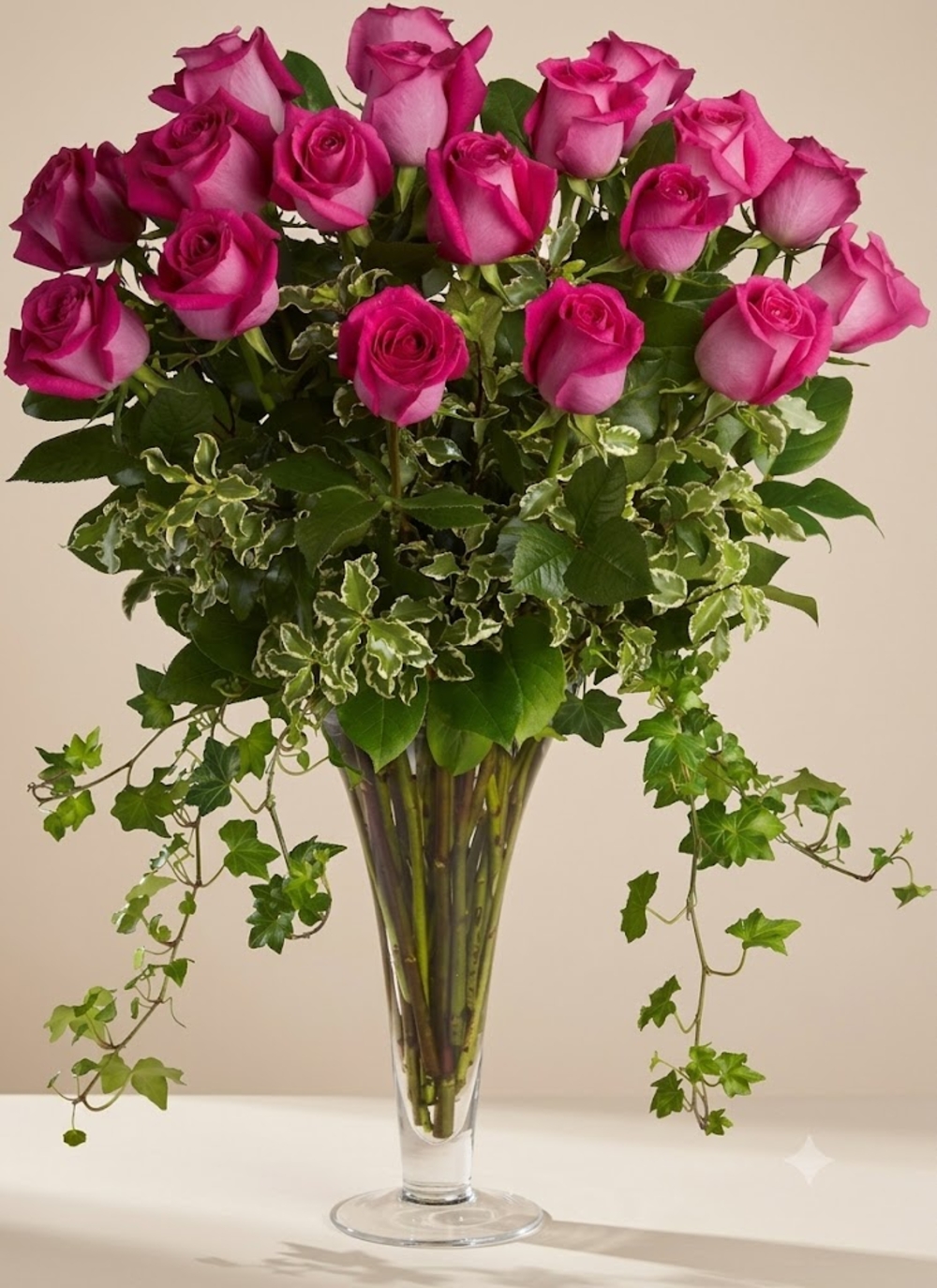 30 Pink Roses with a Vase